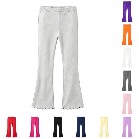 MEZZALL Girls Flared Leggings Pants With Ruffle Casual Blend Pull On Trousers For Toddler Kids Daily Wear, 13-14 Years