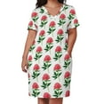 thumbnail image 3 of Vestido holgado con bolsillos y peonías rosas coral con estampado botánico vintage para mujer, vestidos de fiesta para mujer, vestidos de mujer, 3 of 7