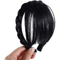 thumbnail image 1 of Jinshining Flequillo Falso Marrón y Negro Diadema para Mujeres Niñas Flequillo con Trenzas de Doble Fila Diadema Extensiones de Cabello Herramientas de Peinado Accesorios para el Cabello Diademas de M, 1 of 5