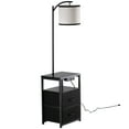 SUNMORY Floor Lamp with Table & 2 Drawers, Lamp with USB Port and