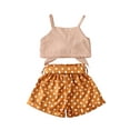 thumbnail image 6 of Toddler Summer Suit, Solid Color Spaghetti Straps Knotted Vest+Polka Dot Shorts Outfit, 6 of 7