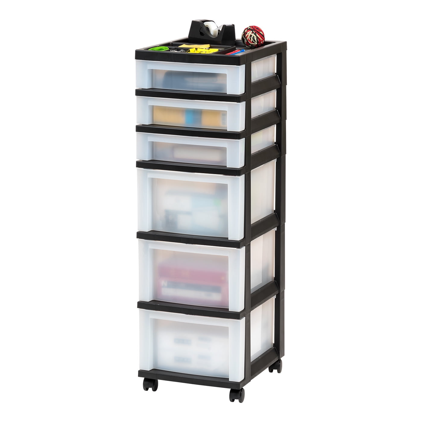 Storage Cart with Organizer Top - 6 Drawer