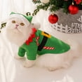 thumbnail image 5 of Green Christmas Elf Dog Costume with Matching Pointed Hat, Fabric Holiday Pet Outfit with Red Collar and Belt Detail for Small Dogs and Cats, Size XS, 5 of 7