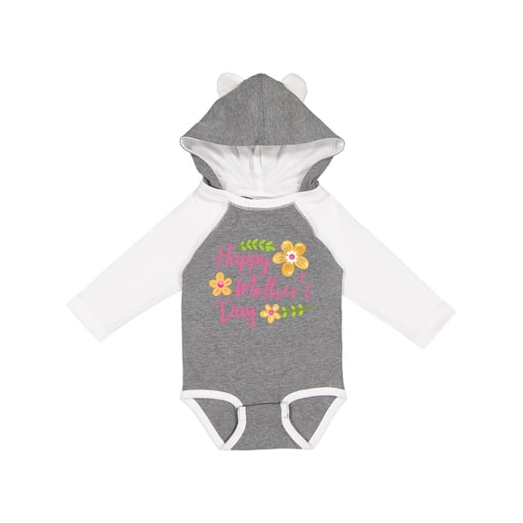 Inktastic Happy Mothers Day with flowers Boys or Girls Long Sleeve Baby Bodysuit
