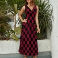thumbnail image 4 of Black and Burgundy Red Checkerboard Sleeveless Dress Women's summer dress women's evening dresses, 4 of 6
