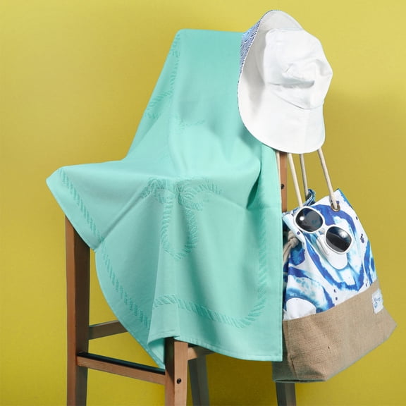 Anemoss Sailor Knots Beach Towel – Mint Green, 140x70 cm/27.5x55 inches