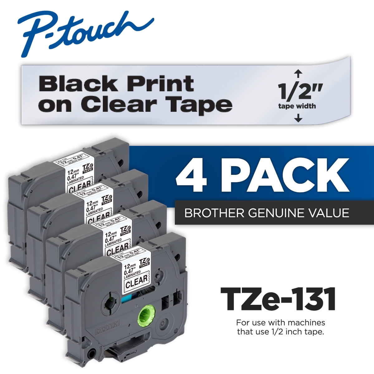 10PK TZ131 12mm Black on Clear TZe131 Label Tape For Brother P-touch 1/2"x26.2ft 