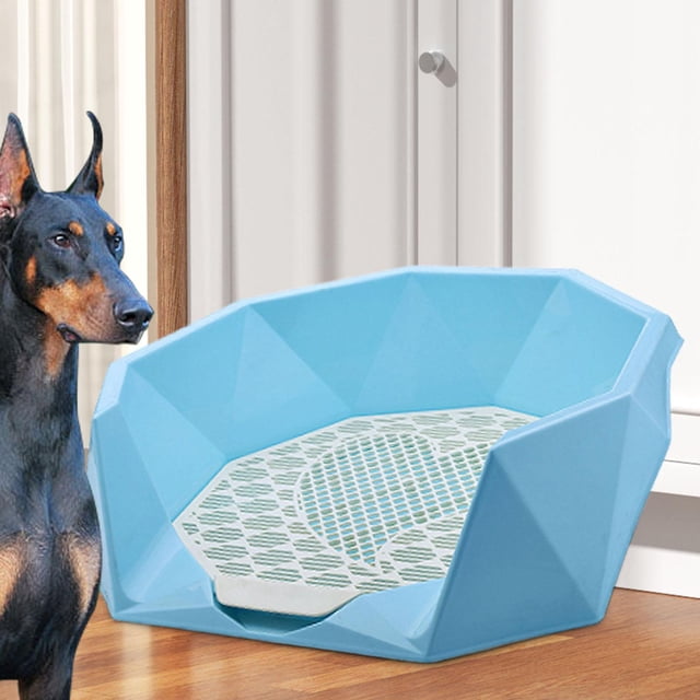 Bandeja de arena para inodoro para perros y mascotas Fernando soporte con textura de diamante lavabo para entrenamiento de cachorros bandeja azul