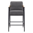thumbnail image 6 of CHITA Modern Counter Stools Set of 2, Upholstered Bar Stools with Metal Frame and Wooden Armrests, Fabric in Gray, 6 of 11