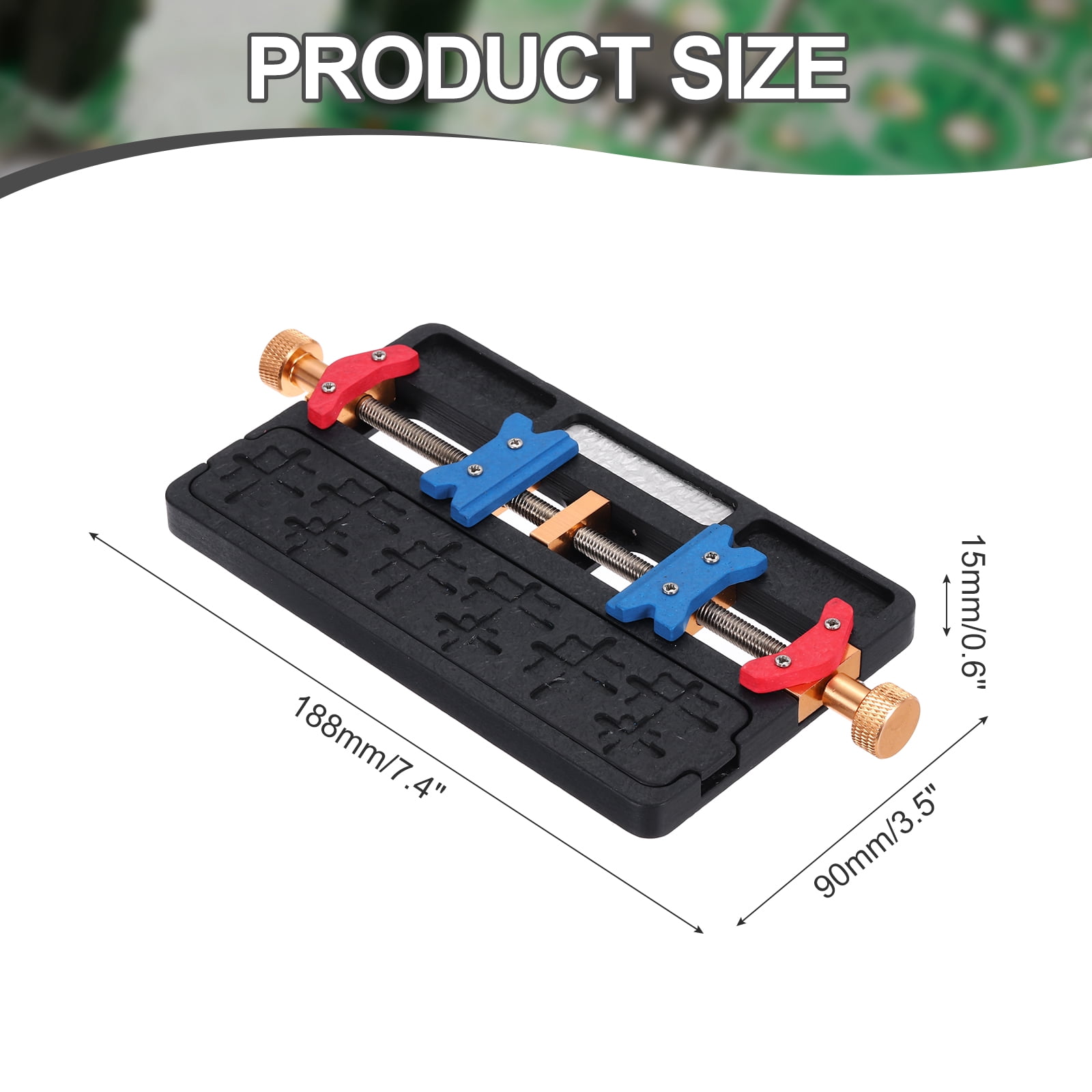 PCB Fixing Holder 3.5"x7.4"x0.6" Dual Axis PCB Circuit Board Clamp ,1 Set Black