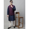 thumbnail image 4 of Maple Clothing Men's Indian Nehru Jacket Brocade Bandhgala Festive Waistcoat (Navy Blue/Maroon, XXL), 4 of 7