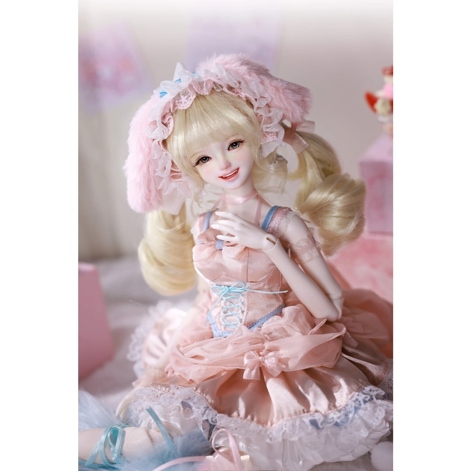 Melanie A 1/4 BJD - Romantic Pink Bunny Girl Full Set Usagi Moe W
