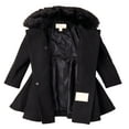 thumbnail image 4 of Cremson Girls’ Wool Blend Princess Winter Dress Pea Coat Jacket Faux Fur Collar - Black (Size 6X), 4 of 5