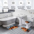 thumbnail image 5 of Blue Burnt Orange Bath Mat 3 Piece Bathroom Rug Set, Modern Oil Painting Geometric Abstract Non Slip Bath Rug Contour Mat and Toilet Lid Cover, Absorbent Shower Mats Soft Bath Rugs and Mats Sets, 5 of 8