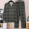 thumbnail image 3 of TIWEKE Mens Cotton Pajamas Pure Cotton Woven Plaid Coarse Fabric Home Wear Long Sleeved Cardigan,Sizes 5XL, 3 of 3