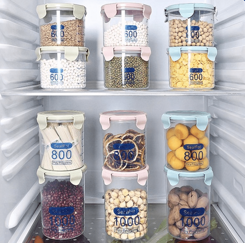 600-1000ML Plastic Kitchen Storage Box Preservation Sealing Food Container Jars