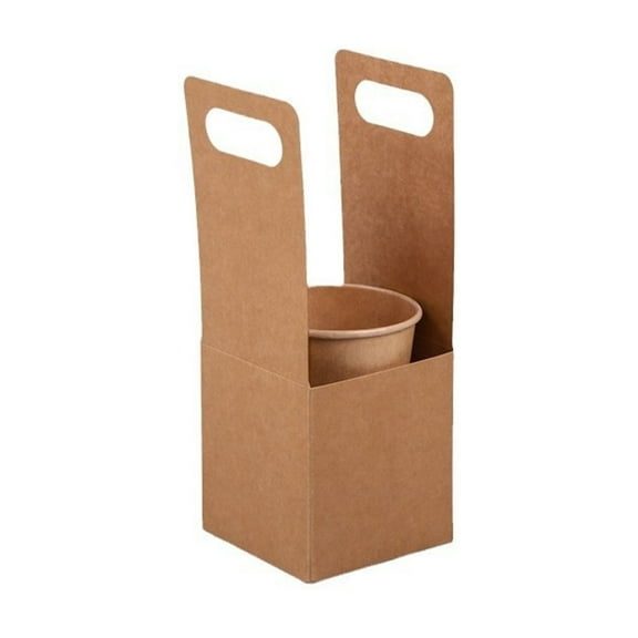 Disposable Kraft Paper Coffee Cup Holder Single Double Cup Handle Tray for Takeout Drink Eco-Conscious Lightweight