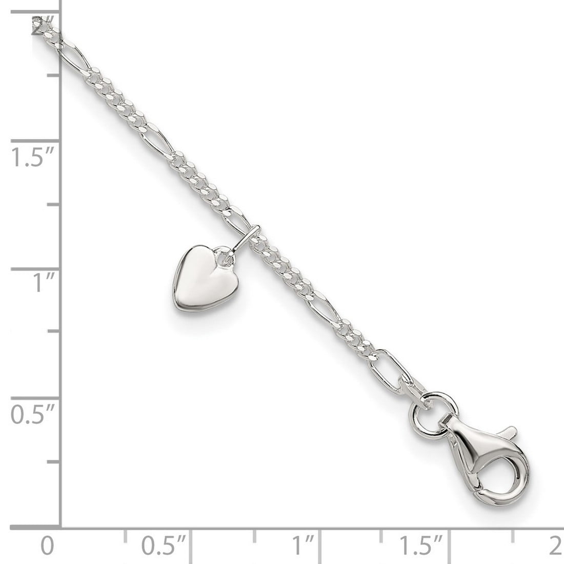 Sterling Silver Heart Dangle Anklet QG289
