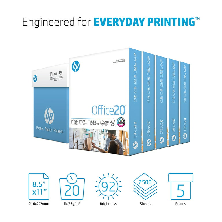HP Copy&Print20 8.5 x 11 Multipurpose Paper, 20 lbs., 92 Brightness, 750  Sheets/Ream (200030)