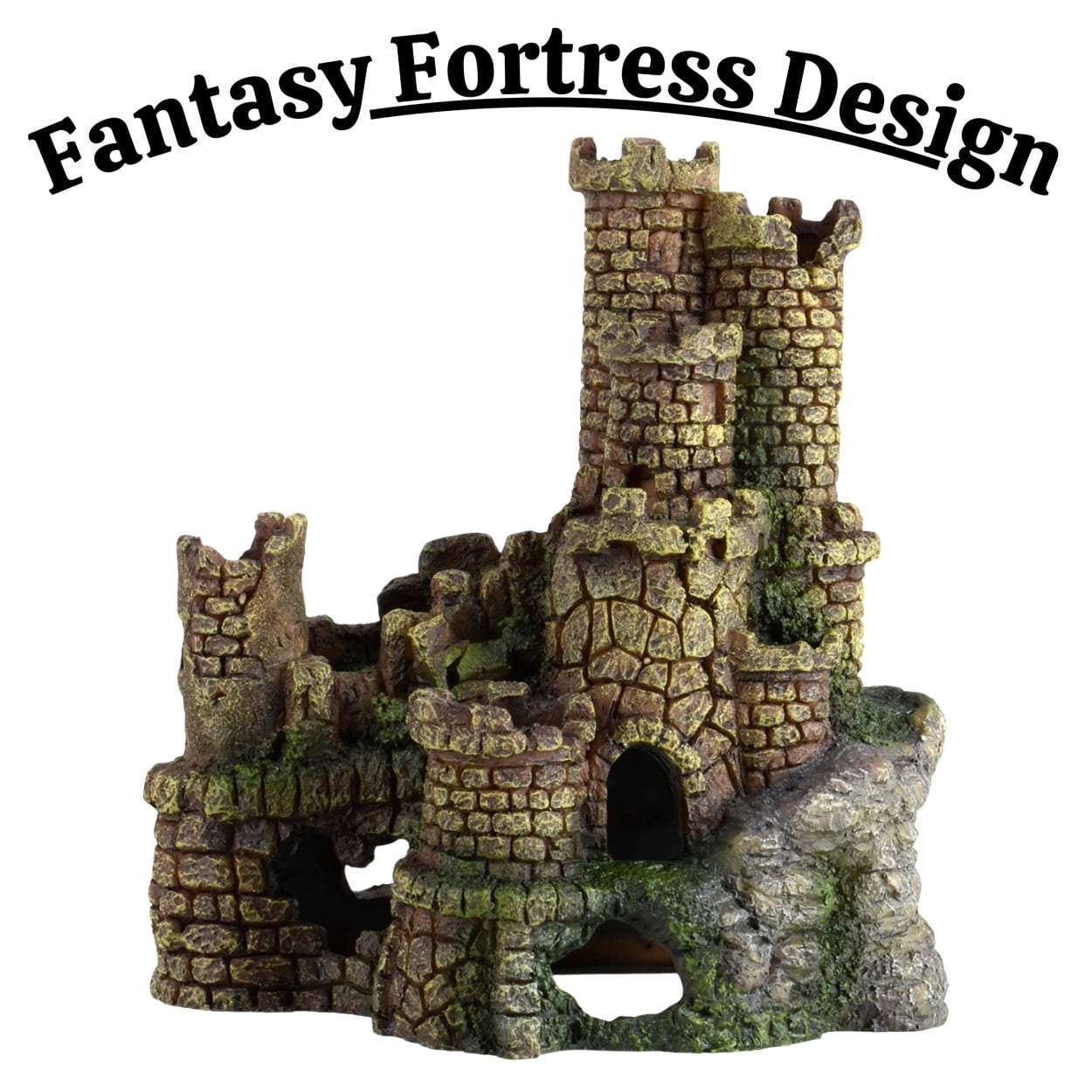 Underwater Treasures Large Artificial Stone Fortress Aquarium Decor, Gray