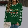 thumbnail image 2 of Wyzesi Chandails Roses Chandails en Molleton Grande Taille Mode Chandail à Enfiler Hauts pour Femmes Joyeux Noël Imprimé Col Chandail en Molleton Col Rond Coupe Chandail à Enfiler Hauts Décontractés Manches Longues Chandails d'Entraînement Blouse Ample, 2 of 4