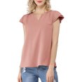 thumbnail image 1 of INSPIRE CHIC Blouse Haut pour Femme à Col en V, de Travail Décontracté, à Manches Courtes, 1 of 6