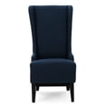 thumbnail image 2 of Contemporary Dining Chair With Winged High Back In Navy, Upholstered, Stable Legs, 23.67"w X 29.46"d 47.54"h Wings, Navy Blue Upholstery, Birch Wood Leg Construction,, 2 of 7
