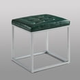 thumbnail image 2 of Inspired Home Simpson Faux Leather Cube Ottoman PU Leather Tufted Metal Frame Modern, Green, 2 of 7