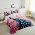 thumbnail image 3 of Feelyou Pink Blue Peacock Full Size Comforter Sets, Romantic Blossoms Floral Flower Bedding Comforter Set, Kawaii Animal Reversible Bedding Sets, Breathable Home Decor, 3-Piece, 3 of 8