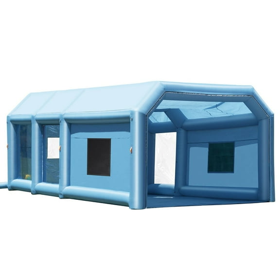 HCY Inflatable Paint Booth, 26.2 x 14.8 x 9.8 ft Inflatable Spray Booth, Portable Car Paint Booth for Small Truck, with 950W 750W Powerful Blowers and Air Filter System, Large Motorcycle, Midsize SU