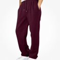 thumbnail image 2 of DJDLJWCJ Boys Fleece Lined Sweatpants Winter Warm Straight Leg Pants Elastic Waist Side Pocket Casual Pants Wine Size 10, 2 of 7