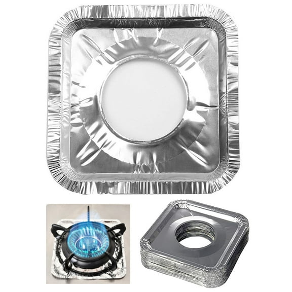 20 Square Gas Liners Aluminum Foil Burner Bib Covers Disposable Wholesale 7.7"
