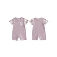 thumbnail image 2 of Mono para bebé niño, manga corta, cuello redondo, a cuadros, ropa de verano para uso diario informal., 2 of 9