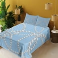 thumbnail image 3 of Ambesonne Bridal Fitted & Top Sheet Set with Shams, Pearl Necklace Bracelet, Pale Blue White, 3 of 5