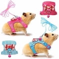 thumbnail image 2 of Minzimin 2 Pieces Small Hamster Harness and Leash Set, Guinea Pig Clothes with Bowknot Bell and Bell Decor, No Pulling Comfort Padded Vest Striped for Guinea Pig Hamster Ferret Rats, 2 of 8
