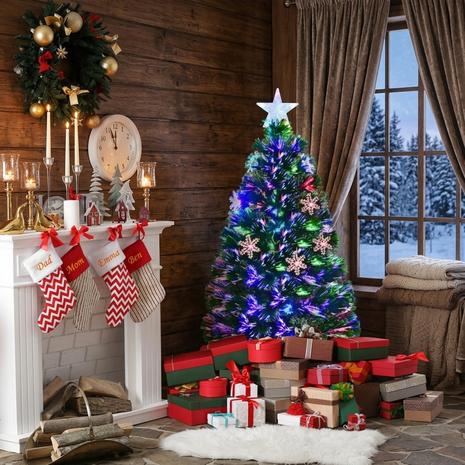 RUIE, 3 ft, Artificial Christmas Tree, with 21 LED Lights, 170 Branch Tips, Green Holiday Xmas Tree for Indoor Home Office Decoration