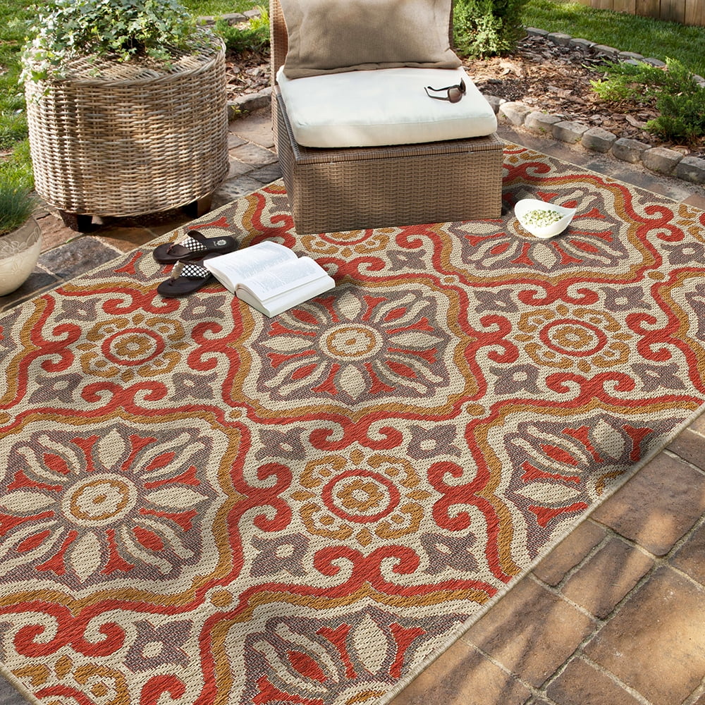 Mohawk Home Positano Outdoor Area Rug, Rust, 4' x 5' 6"
