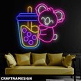 thumbnail image 2 of Craftnamesign Koala Bubble Tea Neon Sign, Cute Koala Wall Decor, Milktea Store Decor, 2 of 4
