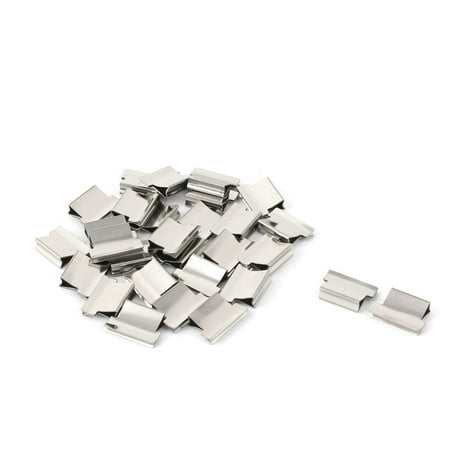 Holder Free Stopper - Metal Clam Clip Stapler Dispenser Paper Sheet Fastener Silver Tone 29 Pcs