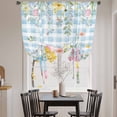 thumbnail image 3 of Easter Eggs Balloon Curtains for Bedroom/Front Door/Bathroom, Spring Daisy Eucalyptus Leaves Blue Plaid Tie Up Curtains 63 Inch Length Light Filtering Kitchen Curtains Shades for Windows 46"x63", 3 of 8