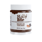 HollyBite, Hazelnut & Cocoa Spread, Vegan, No Sugar Added, No Oil added, High Fiber, Keto Friendly | High Protein Gluten Free, Healthy Fat, Real Ingredients | 110Z | 312g | Made in USA