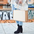 thumbnail image 4 of husxh Women Burlap Jute Tote Bag Large Capacity Canvas Grocery Tote Handbag Contrast Color Ladies Outdoor Handbag, 4 of 8