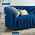 thumbnail image 3 of Tufted Sofa, Blue Navy, Velvet, Modern Contemporary, Mid Century Living Hotel Lounge Cafe Lobby, 3 of 8
