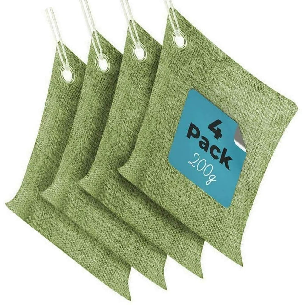 4 Pack Activated Bamboo Charcoal Bags Odor Eliminator Absorber Air