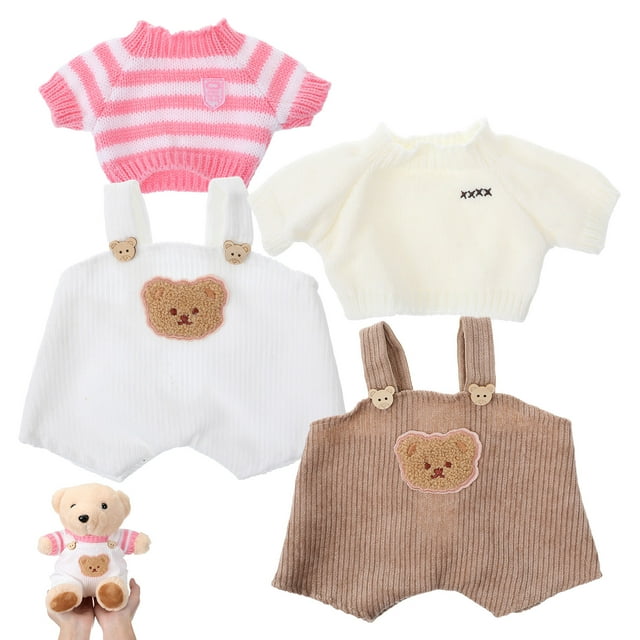 2 conjuntos de ropa para osos de 30 cm: Conjuntos de peluche - Conjunto de suéter con pantalones y tirantes para muñecas - Ropa para vestir muñecas de peluche