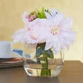 thumbnail image 2 of Enova Home Artificial Flowers Mixed Silk Roses and Dahlia Fake Flowers Arrangement in Round Glass Vase with Faux Water for Home Office Wedding Decoration (Blush), 2 of 3