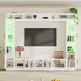 thumbnail image 2 of PLAUIN Large Entertainment Center, 98" Wooden TV Stand with Bookshelves, LED Lights, White, 2 of 6