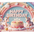 thumbnail image 3 of Yatrandify Pastel Unicorn Birthday Banner Colorful Cake Celebration Decorative Design for Kids Party Celebration, 3 of 7