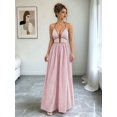 thumbnail image 6 of Women's Striped Halter Maxi Dress Backless Smocked Beach Vacation Boho Dress Pink XL, 6 of 10