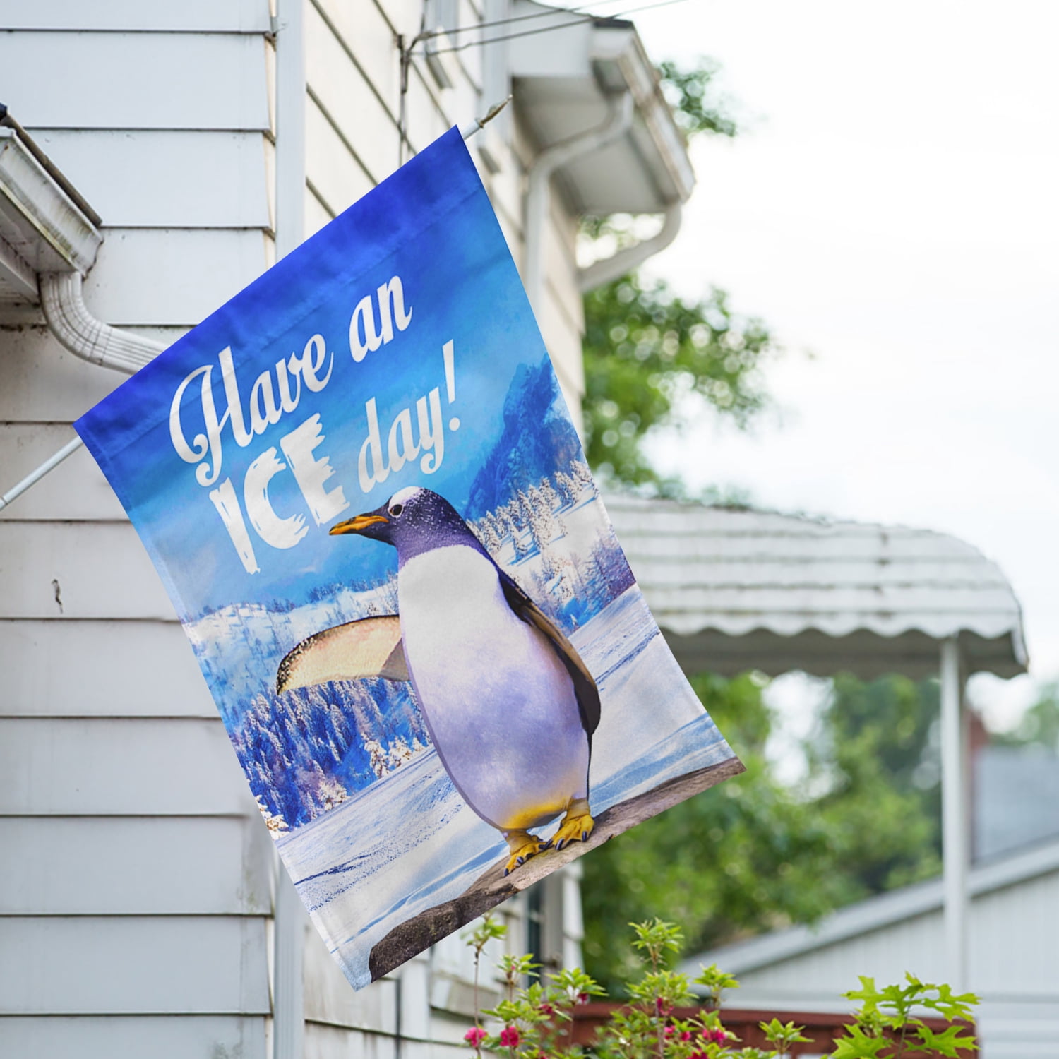 America Forever Winter Penguin House Flag Double Sided Vertical Decorative 28 x 40 inches for Outdoor, Yard, Porch Happy Holiday Let it Snow Welcome Winter Birds House Flag